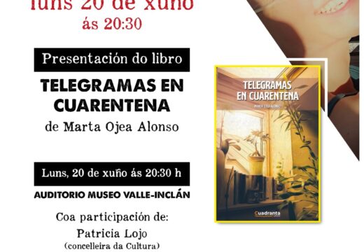 A presentación do libro Telegramas en cuarentena realizarase no 20 de xuño